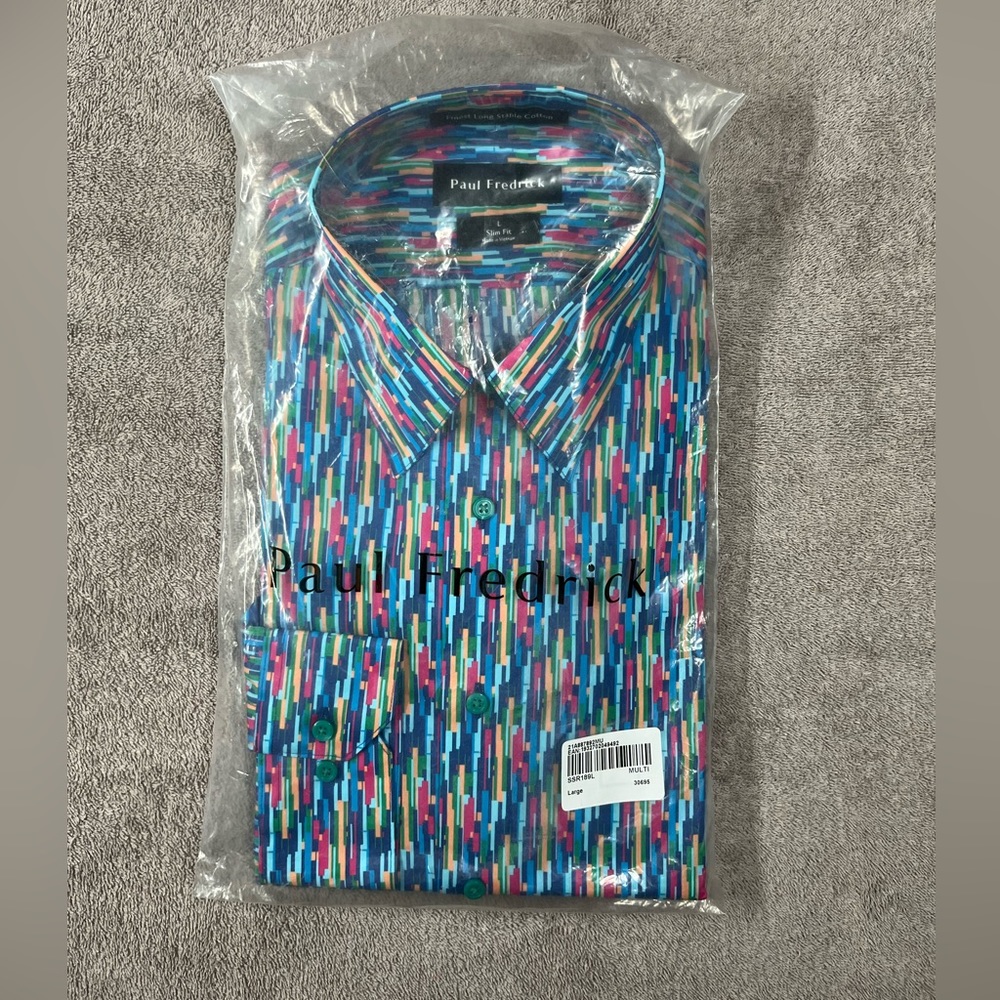 Paul Fredrick long sleeve patterned collar shirt